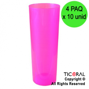 VASO TRAGO LARGO PP KV FUCSIA 280CC (4 pack x 10 unid)